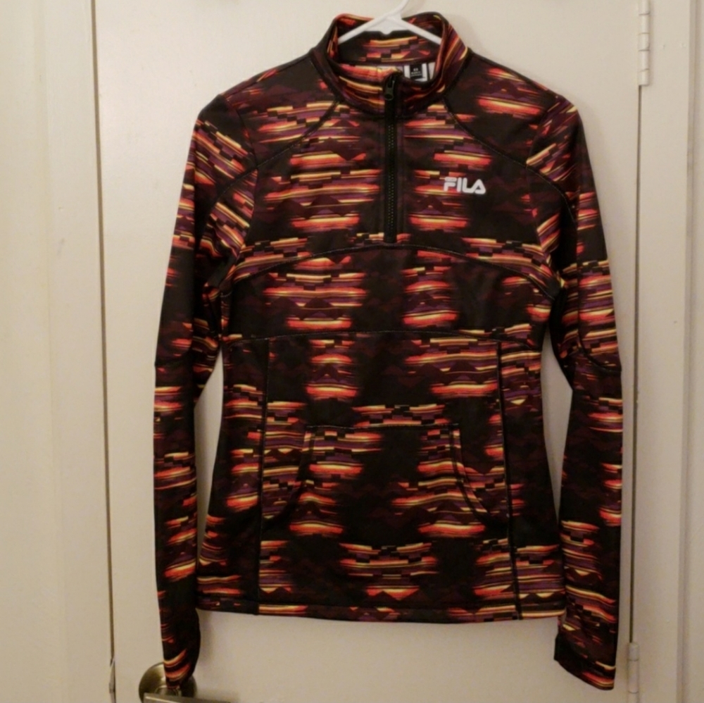Fila Black Multi-Colored Half Zip Jacket Size XS